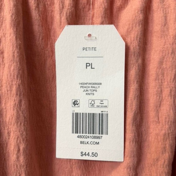 Women’s NWT Wonderly Peach Short Sleeve Blouse Petite Large - Picture 3 of 5